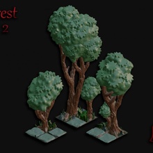 açık yaprak orman Ayarlamak 2 arazi ağaçlar 3d print model - Mito3D
