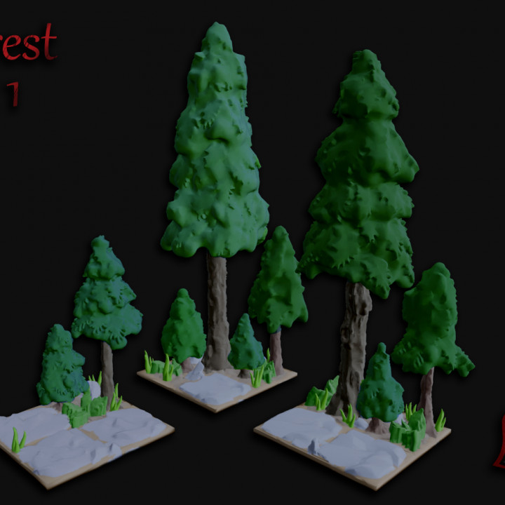 openfoliage forest set 1 terrain openforge trees fir 3D print model - Mito3D