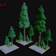 openfoliage forest set 1 terrain openforge trees fir 3d print model - Mito3D