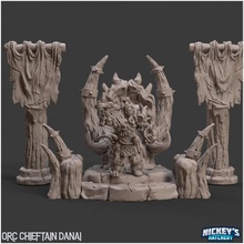 orc chieftain danai + detailed scenic base 32mm 54mm 75mm scaled versions tabletop fighter figure warrior hunter miniature tribe half-orc 3d print model - Mito3D