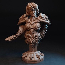 Jenny demonio general busto mesa armadura fantasía niña guerrero 3d print model - Mito3D