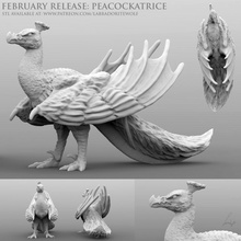 peacockatrice tampo mesa criatura Dragão mini monstro miniatura masmorras Dragões d dnd pavão basilisco labradorite 3d print model - Mito3D