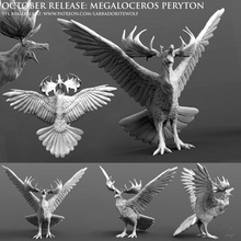 megaloceros Peryton tampo mesa animal pássaro criatura veado mini monstro miniatura d dnd masmorras dragões labradorite gigantesco irlandês alce 3d print model - Mito3D