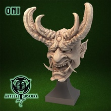 oni demon head bust tabletop creature fantasy horror monster character horns 3d print model - Mito3D