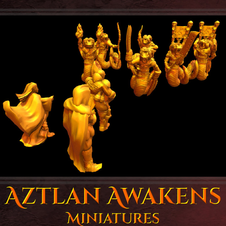 aztlan awakens miniatures tabletop aztec tomb snake minis jungle yuan-ti swamp toa chult horrors ophidian snakefolk azite 3D print model - Mito3D