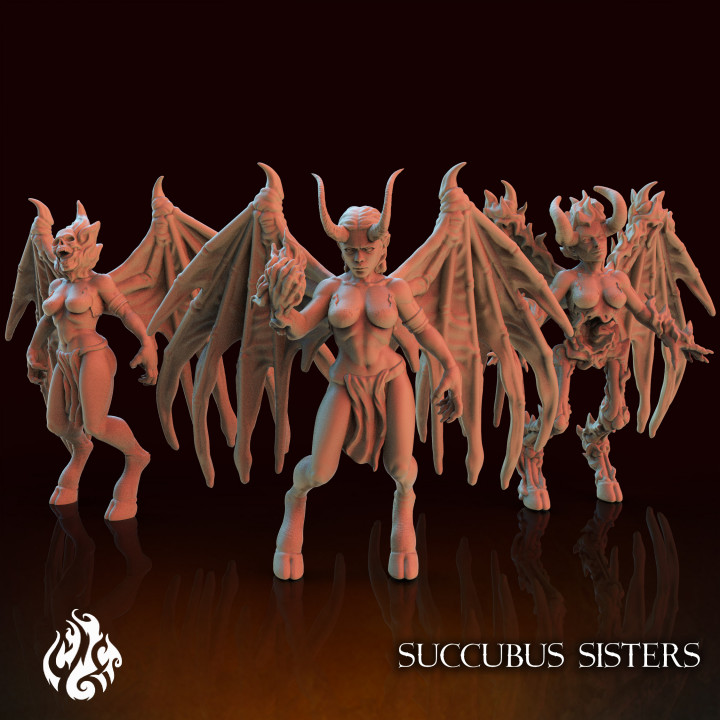 Succubus Schwestern Geschäft Dämon weiblich Hölle Rollenspiel Miniatur Tischplatte dnd Pfadfinder Tischspiele Gießerei Dämonen Teufel verkrüppelt verkrüppelte Gottgießerei verkrüppelter 3D print model - Mito3D