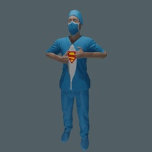 super héros docteur dessin animé homme masque Superman couronne hôpital 19 covid 3d print model - Mito3D