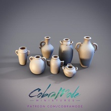 7pc vases jars urns collection tabletop vase vessel jar jug urn 3d print model - Mito3D