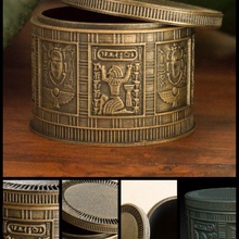 egyptian trinket box store container decorative egypt gift jewellery lid pot storage jewelry embossed heiroglypics 3d print model - Mito3D