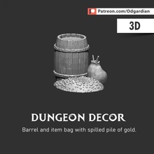 dungeon decor- barrel bag coin gold decor loot pile 3d print model - Mito3D