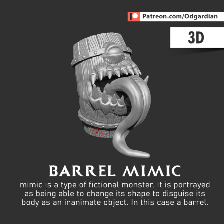 mimic barrel monster barrel mimic 3D print model - Mito3D