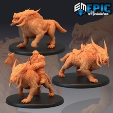 arctic boar set dwarf cavalry troll pig collection tabletop axe fantasy forest monster rpg enemy dungeon dnd saddle horned bulky 3d print model - Mito3D