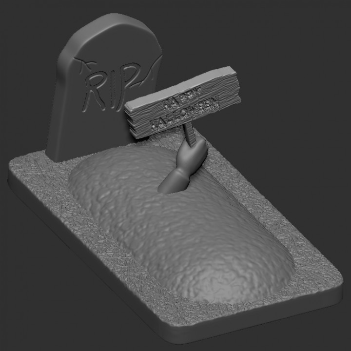 Halloween tombe horreur effrayant terrifiant herbe pierre tombale Halloweendecor déchirure saleté Joyeux 3D print model - Mito3D