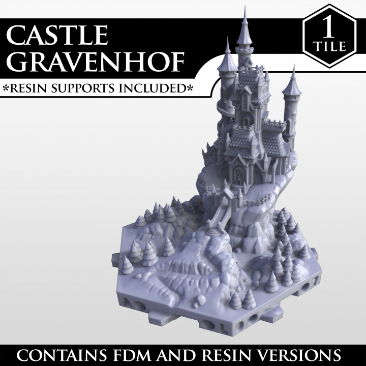 Hexton colinas castillo Gravenhof Tienda ambiente fantasía fdm Víspera Santos hexágono modular juego rol rpg vampiro guerra martillo resina maleficio mesa mapa Campaña imperio dnd paisaje gremio 3D print model - Mito3D