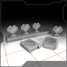 Pixelherz 8bit Tafel Spiel Herz retro Super Tischplatte Verlies erkunden Brettspiel lp herz Energie 3d print model - Mito3D