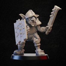 goblin Guerreiro espada Sheld loja monstro miniatura tampo mesa 3d print model - Mito3D