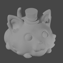 hat cat anime cute support-free chibi no-support 3d print model - Mito3D