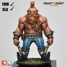halfdan giant slayer dwarf store dragons dungeons fantasy hero warhammer warrior miniature supportless age dnd 9th sigmar 3d print model - Mito3D