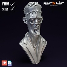 franky bust store cartoon halloween zombie painting supportless frankenstein supportfree 3d print model - Mito3D