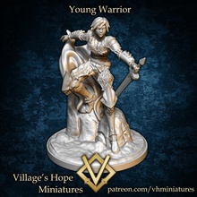 young warrior future hero store dungeons fantasy mini rpg sword male dungeon dnd ttrpg swordman trpg 3d print model - Mito3D