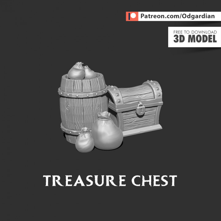 Tesouro peito caixa barril saque espalhar masmorras 3D print model - Mito3D