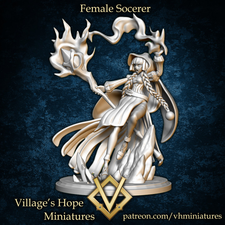 female socerer store fantasy mini rpg wizard magic dnd sorcerer ttrpg trpg 3D print model - Mito3D