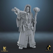 archmage meer tabletop book epic hero human wizard male staff mage spell dnd sorcerer 3d print model - Mito3D