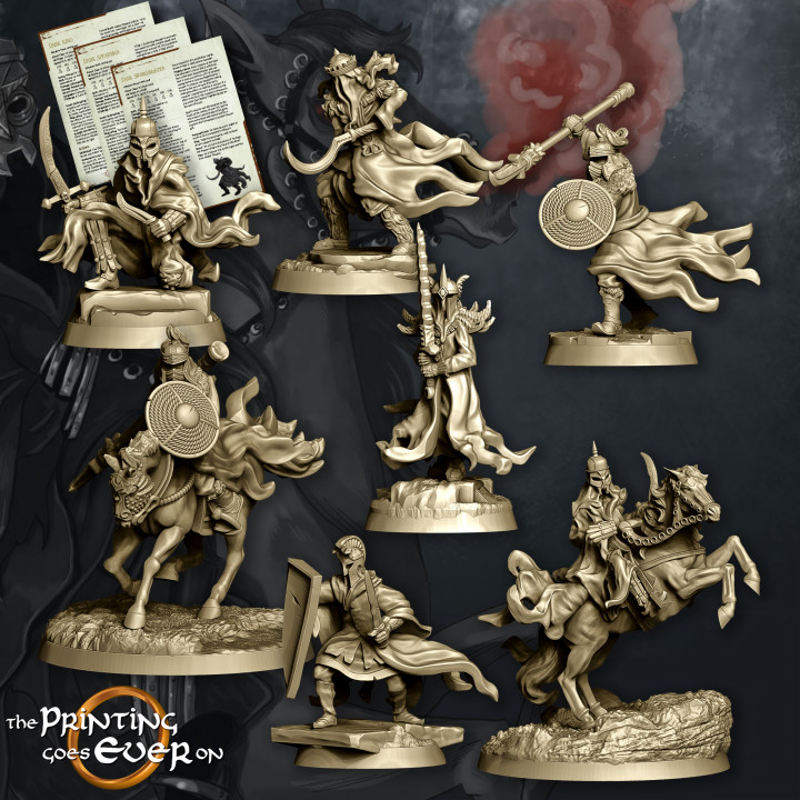 sombre coureurs vol 1 présupporté table fantaisie fantôme rpg Mort vivant wargaming marteau guerre miniature lotr mal spectre cavalier dnd monté givre wight pre supported statblock 3D print model - Mito3D