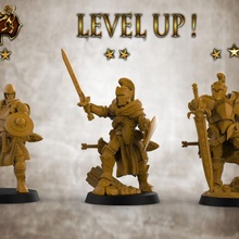 level paladins - male 3x modular 32mm scale miniatures presupported tabletop epic knight legend warrior dungeonsanddragons noob paladin veteran cleric pathfinder supported levelup adventurersguild supportes 3d print model - Mito3D