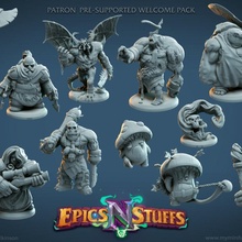 epics 'n' stuffs pack tabletop barbarian dragons dungeons miniatures ranger orcs ogre bundle dwarves demons mimic tortles shroomie 3d print model - Mito3D