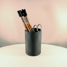 ondulé crayon titulaire soutien vase mode stylo bureau pencil holder pot crayons pen organiseur organisateur slimprint office equipment wavy 3d print model - Mito3D