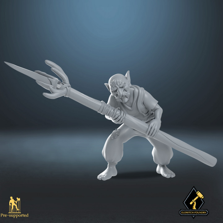 goblin spearman tabletop fighter warrior villain dnd ambush cavern 3D print model - Mito3D