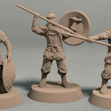 Reich Jagran Soldaten Speer Pack 3 Miniaturen Tischplatte uralt Fantasie Rollenspiel Soldat Wargaming 3d print model - Mito3D