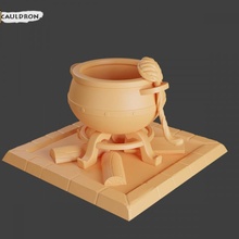 calderone cucinando strega mestolo 3d print model - Mito3D