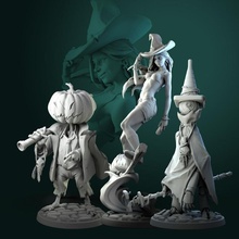 halloween witch bundle pre-supported tabletop fantasy game sci-fi character miniature dnd pathfinder ttrpg dndminiature wwtavern 3d print model - Mito3D
