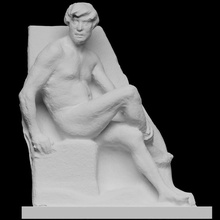 oturmuş erkek çıplak taramak Fransa Scantheworld Bourdelle 3d print model - Mito3D