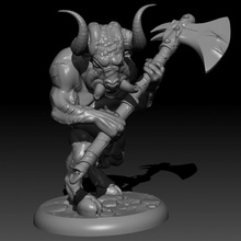 minotaur - male battle axe pre-supported tabletop 3d print model - Mito3D