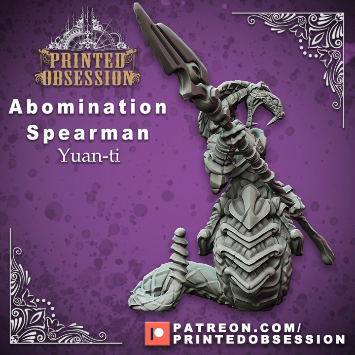 yaun-ti abomination - spearsnake 32mm presupported d&d store dragons dungeons hell kickstarter royal spear python snake printed fury cobra patreon dnd yuan heaven obsession egyption ti hath poisions 3D print model - Mito3D