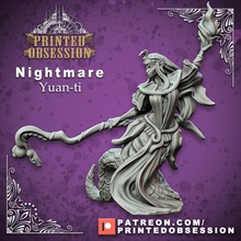 yaun-ti nightmare - female snake magic user pre supported 32mm scale store boss creature dragons dungeons girl hell human kickstarter support pc printed fury person night patreon d&d dnd yuan heaven breed npc obsession mar 3d print model - Mito3D