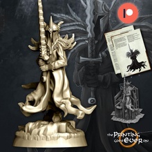 dark king - presupported tabletop crown fantasy ghost rpg scary wargaming warhammer miniature lotr evil wraith 28mm dnd frostgrave skirmish pre-supported statblock 3d print model - Mito3D