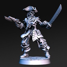 Billy bone pirata esqueleto 32mm dnd tampo mesa chapéu arma fogo espada martelo guerra necro rnestudio 3d print model - Mito3D