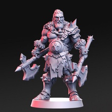 einar - viking 32mm dnd tabletop axe barbarian king male dual frostgrave rnestudio 3d print model - Mito3D