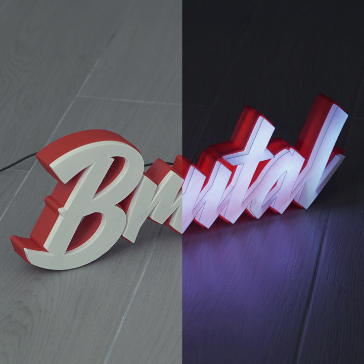 led marquee brutal letters light strip neon luminoso cartel 3D print model - Mito3D