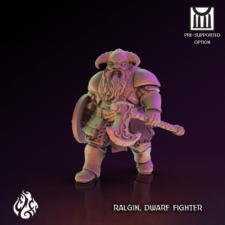 ralgin dwarf fighter god hero warrior patreon foundry crippled crippledgodfoundry cgf 3D print model - Mito3D