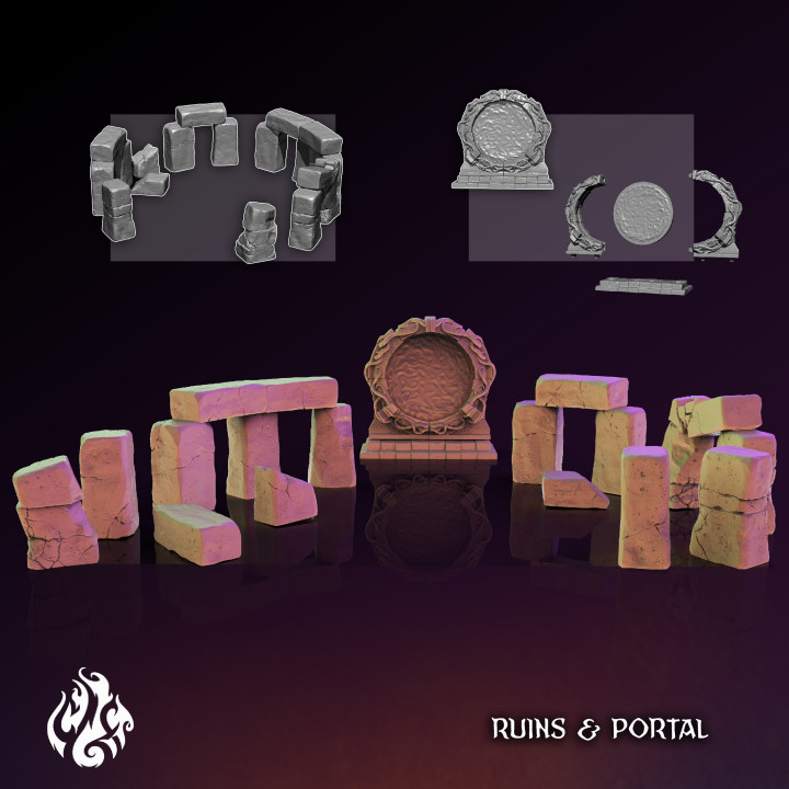 Ruinen Einberufung Portal uralt Fantasie modular Monster Rollenspiel Terrain Miniatur Kult böse dnd Pfadfinder Gießerei Kultisten verkrüppelt Lärm 3D print model - Mito3D