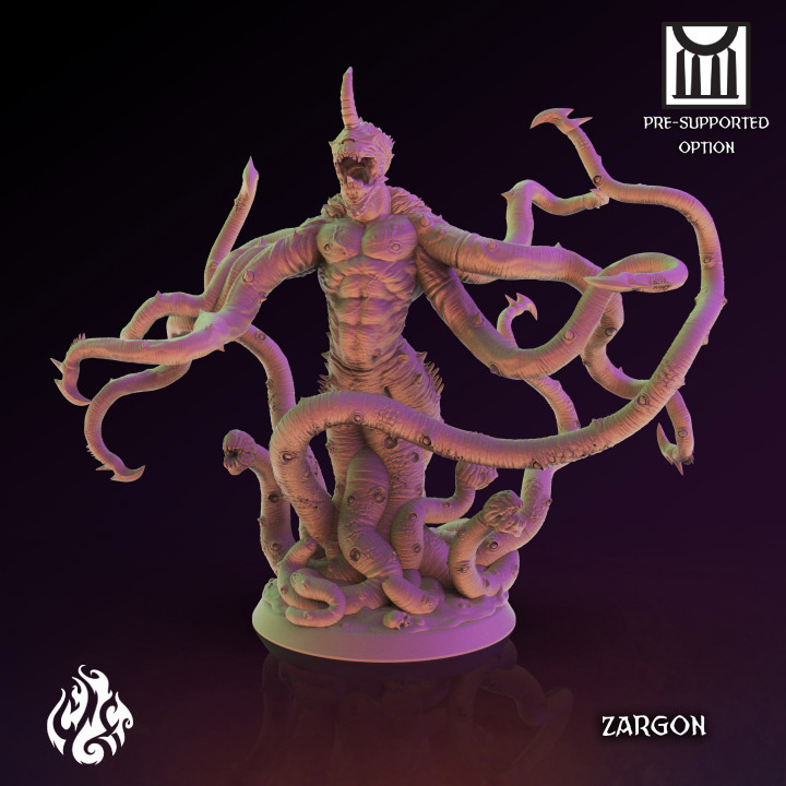 zargon ancient fantasy god monster rpg villain evil tabletop elder tentacles abomination dnd pathfinder tabletopgames foundry crippled 3D print model - Mito3D