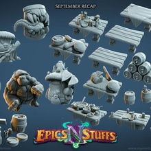 epics 'n' stuffs september 2020 releases tabletop dragons dungeons miniatures monk prop table barrel cleric scatter mimic tortle brawler shroomie 3d print model - Mito3D