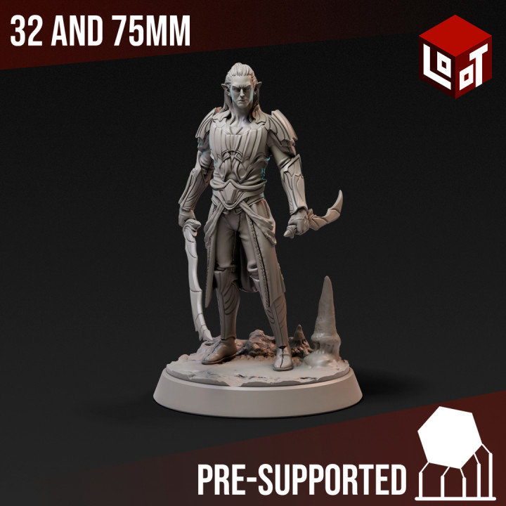 drow warrior male - expedition underworld loot studios store epic fantasy game hero rpg miniature boardgame dungeonsanddragons roleplaying tabletop wargame d&d 3D print model - Mito3D