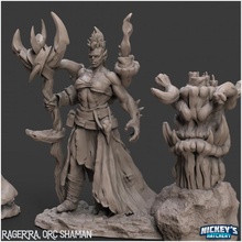 rager'ra orc shaman 2 variants + scenic base 32mm 54mm versions tabletop miniature caster spirit totem pre-supported supported 3d print model - Mito3D