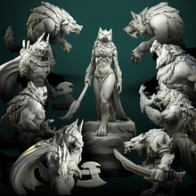 werewolves bundle pre-supported tabletop fantasy set character wargame werewolf dnd pathfinder ttrpg dndcharacter 3d print model - Mito3D